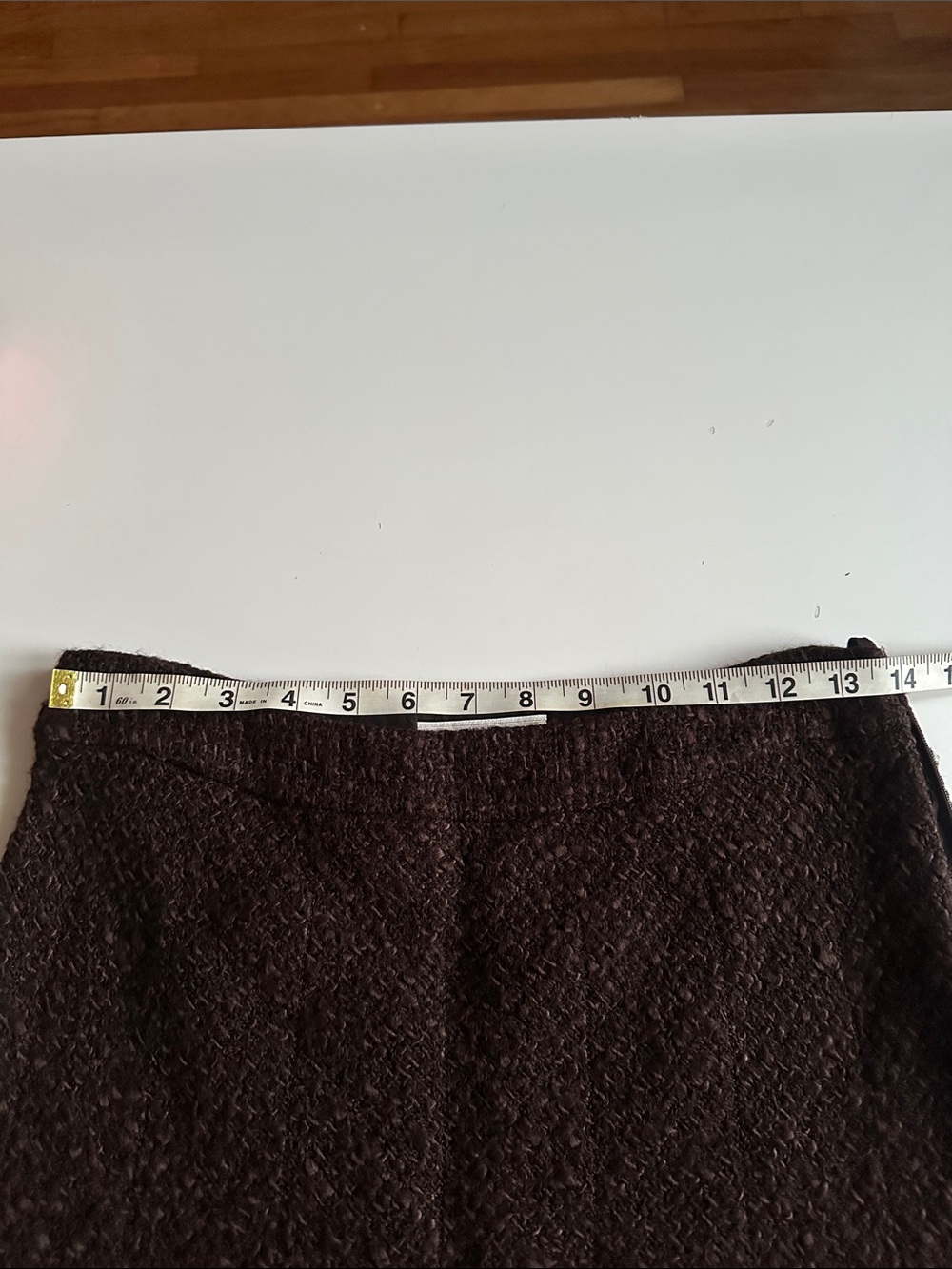 Prada Brown Textured Bouclé Wool Blend ALine Midi Skirt Chiffon LinedChiffon Hem - Picture 3 of 11